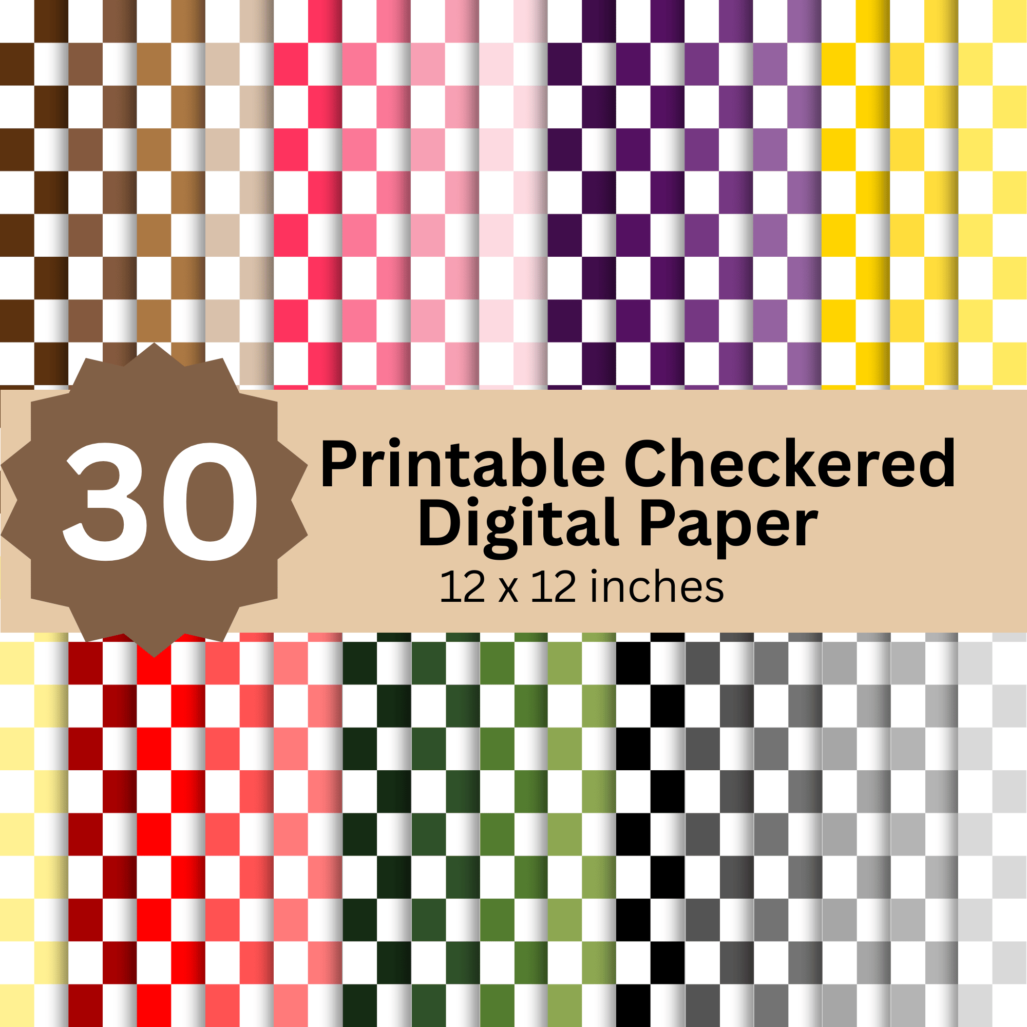 Checkkered Print 30 Printable Checkered Digital Paper Pack - Payhip
