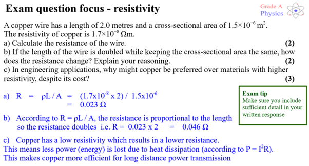 How to answer an exam question on resistivity (A level physics)