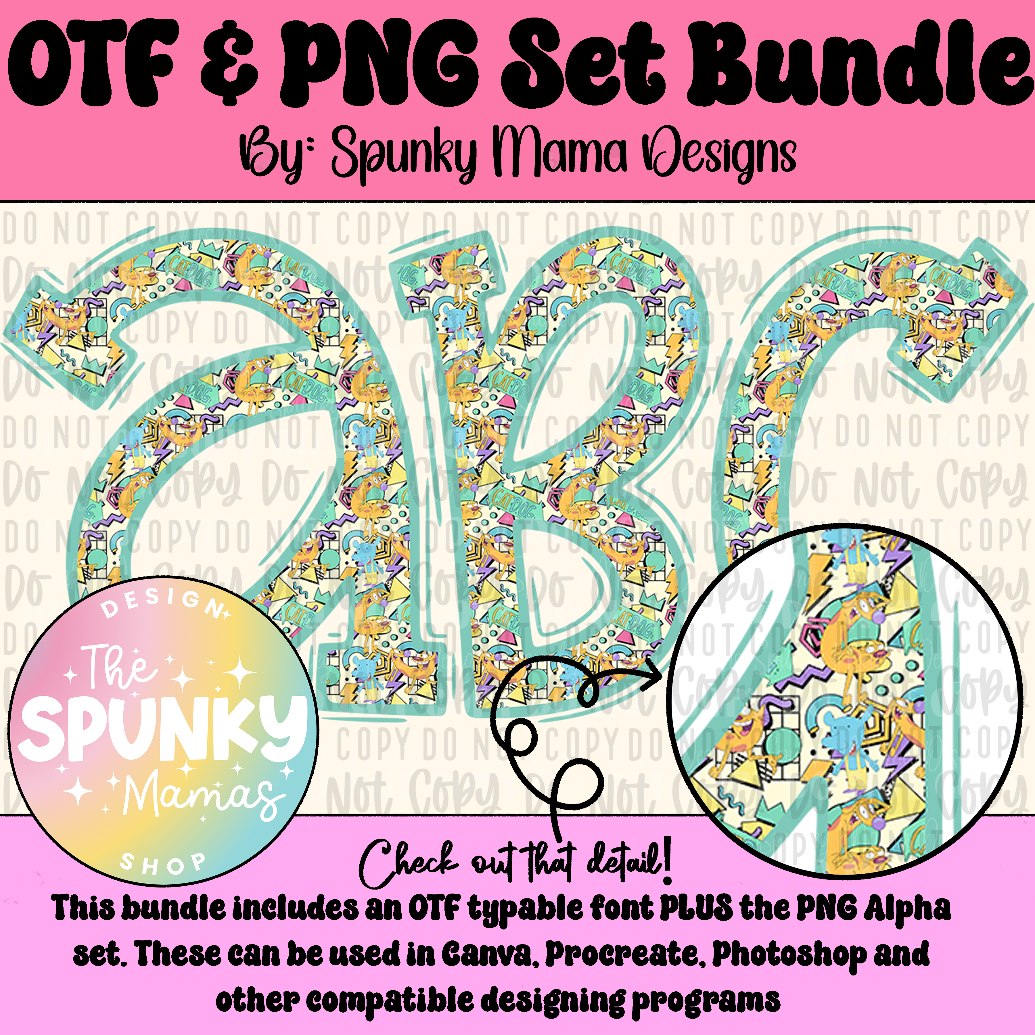 Retro CatDog OTF Font & Digital PNG Alpha Set - Payhip