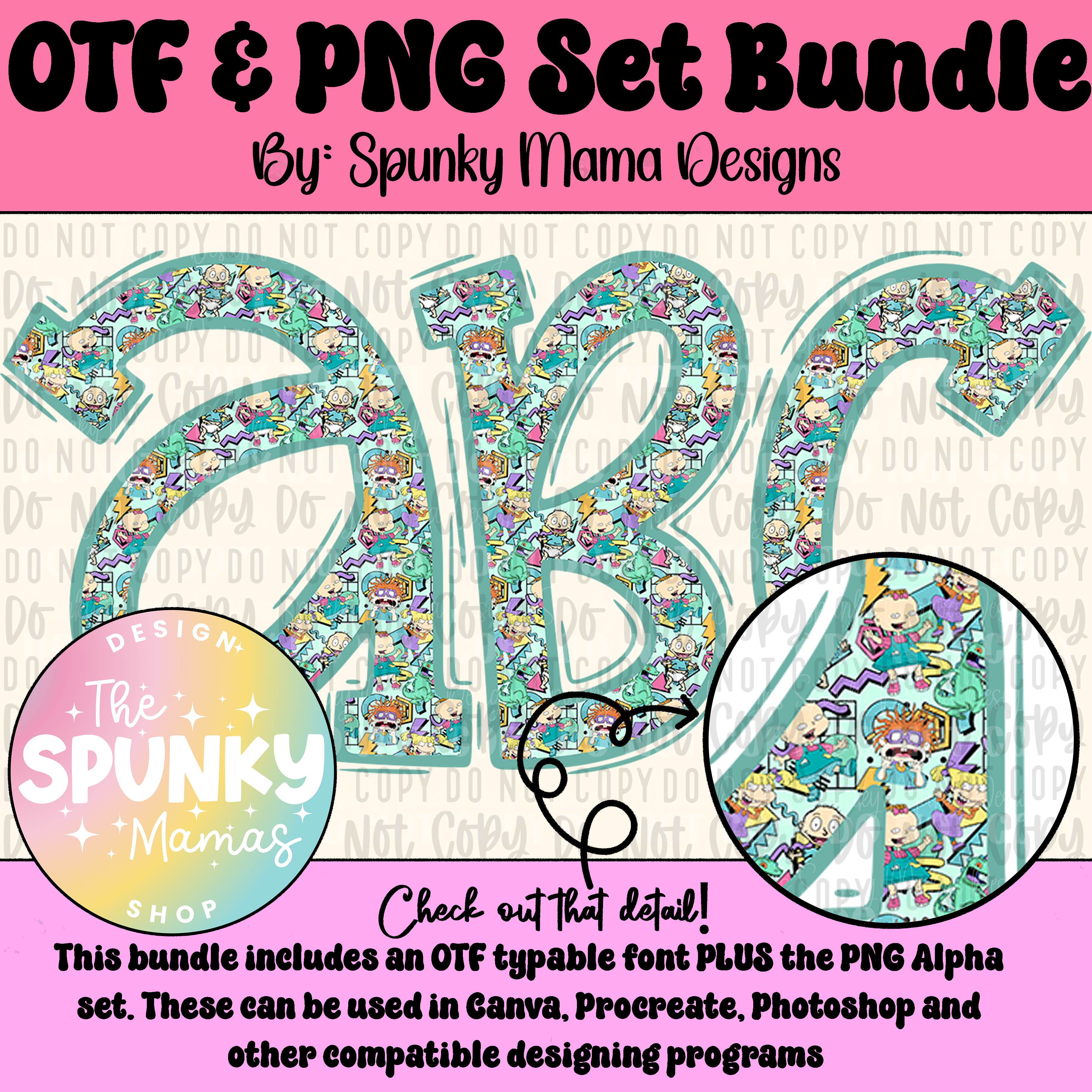 Retro Rugrats OTF Font & Digital PNG Alpha Set - Payhip