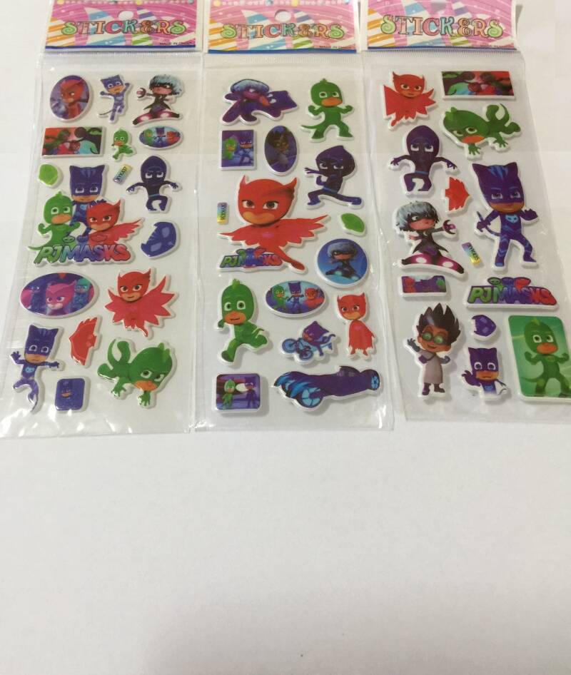 Playful cartoon puffy sticker designs with a soft puffy texture for children’s use.