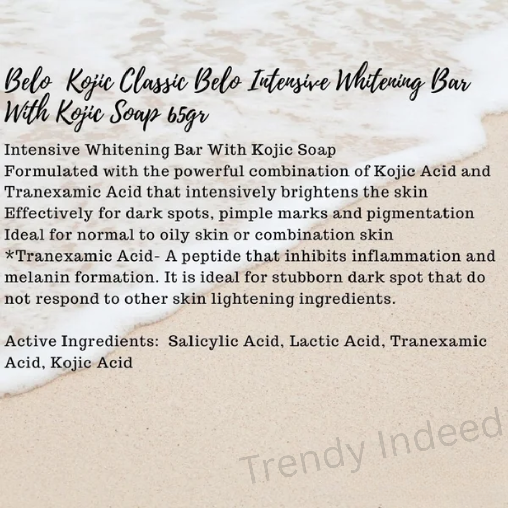 Intensive whitening bar soap by Belo, Classic version, 65g, for pigmentation care.