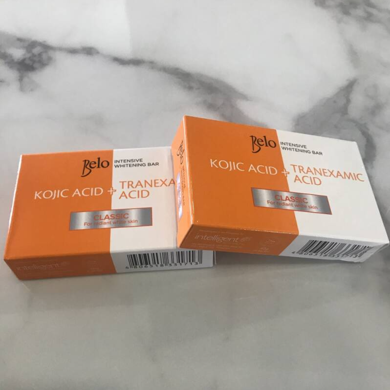 Classic Belo whitening soap bar designed for pigmentation care, 65g size.