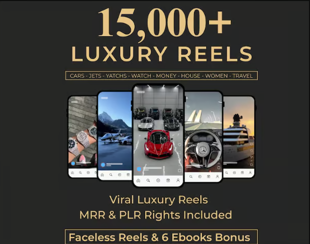 15,000+ Viral Luxury Rich Lifestyle Videos Reels, Cars, Yacht, Plane, Millionaire, TikTok, Instagram, YouTube, Digital Marketing, MRR, PLR