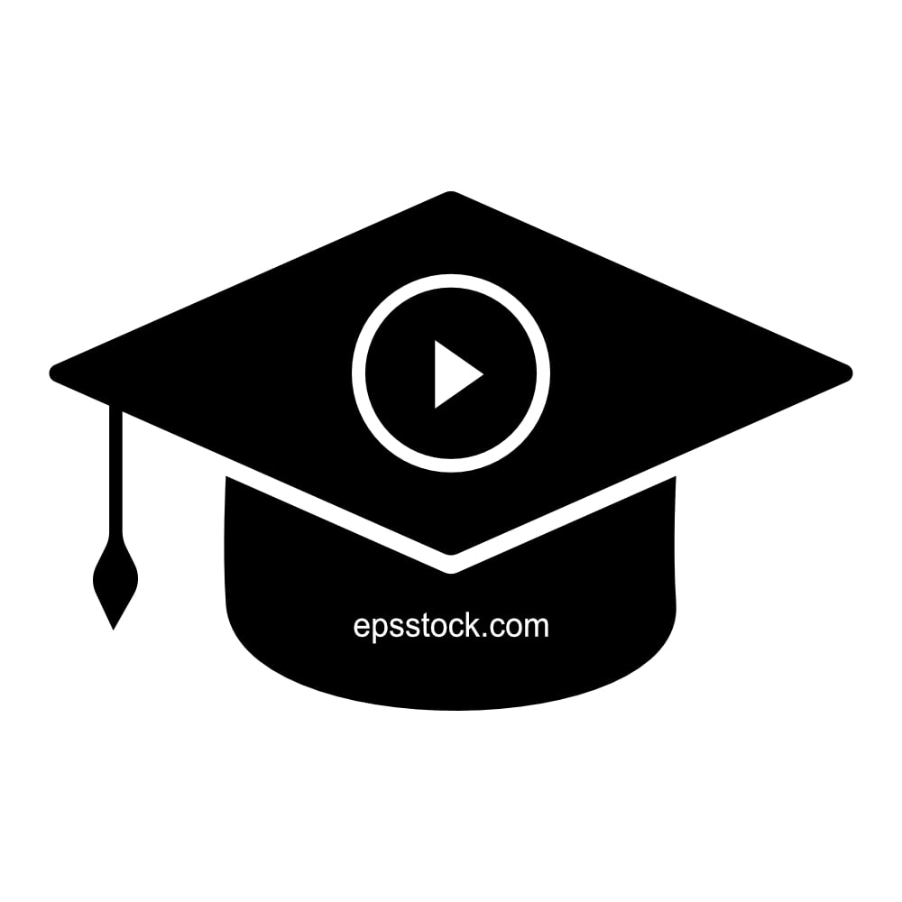 Graduation hat with play button
