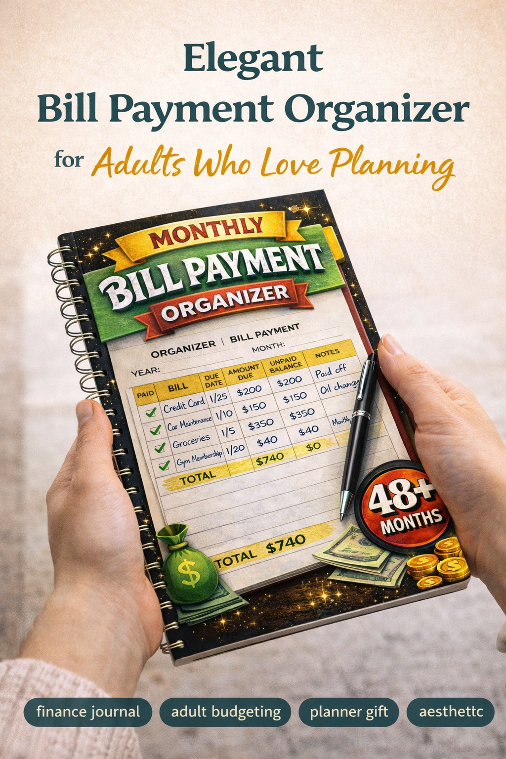 Monthly Bill Payment Tracker & Checklist: 48 Months Bill Organizer (8.5 ...