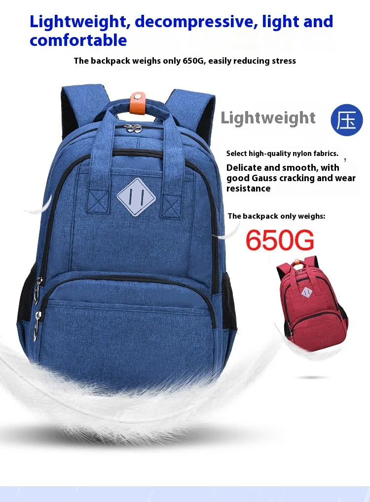 Lightweight unisex primary school backpack made from durable Oxford cloth for daily school use.