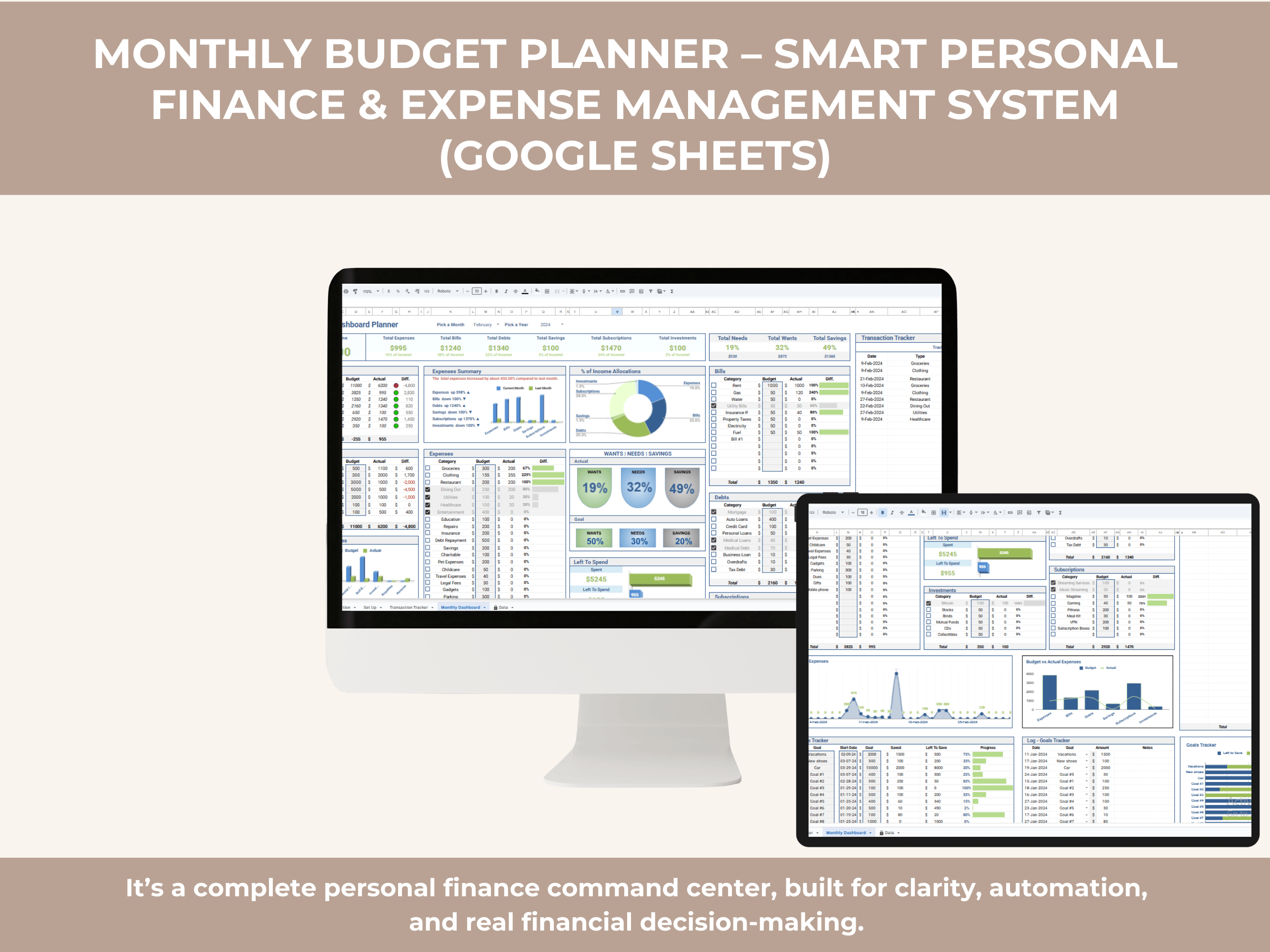 Smart Expense Tracker Example Layout Monthly Budget Planner – Smart Personal Finance & Expense Management ...