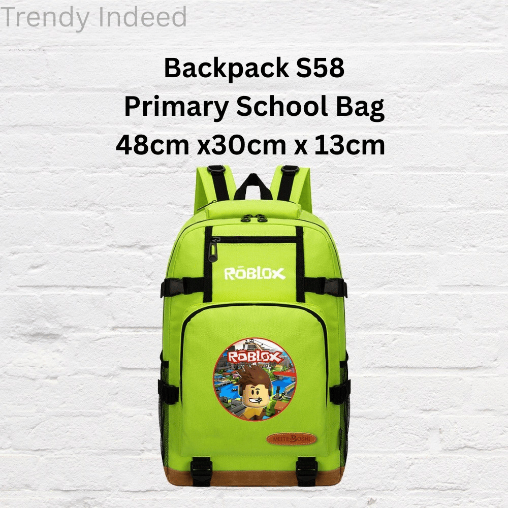 Pixel block–inspired kids school bag with a playful gaming theme.