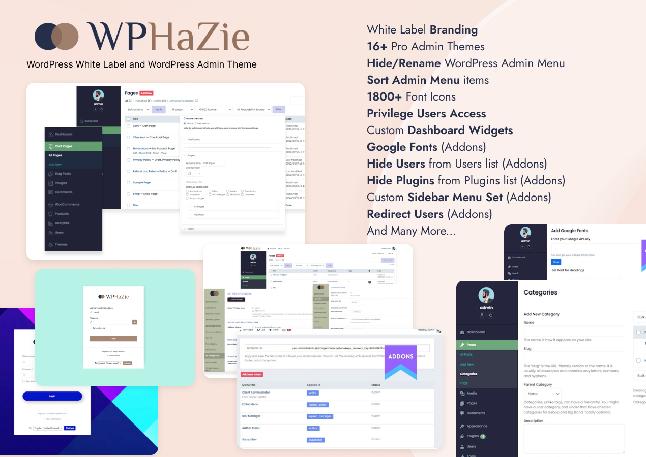 WPHazie – WordPress Admin Theme Plugin - Payhip