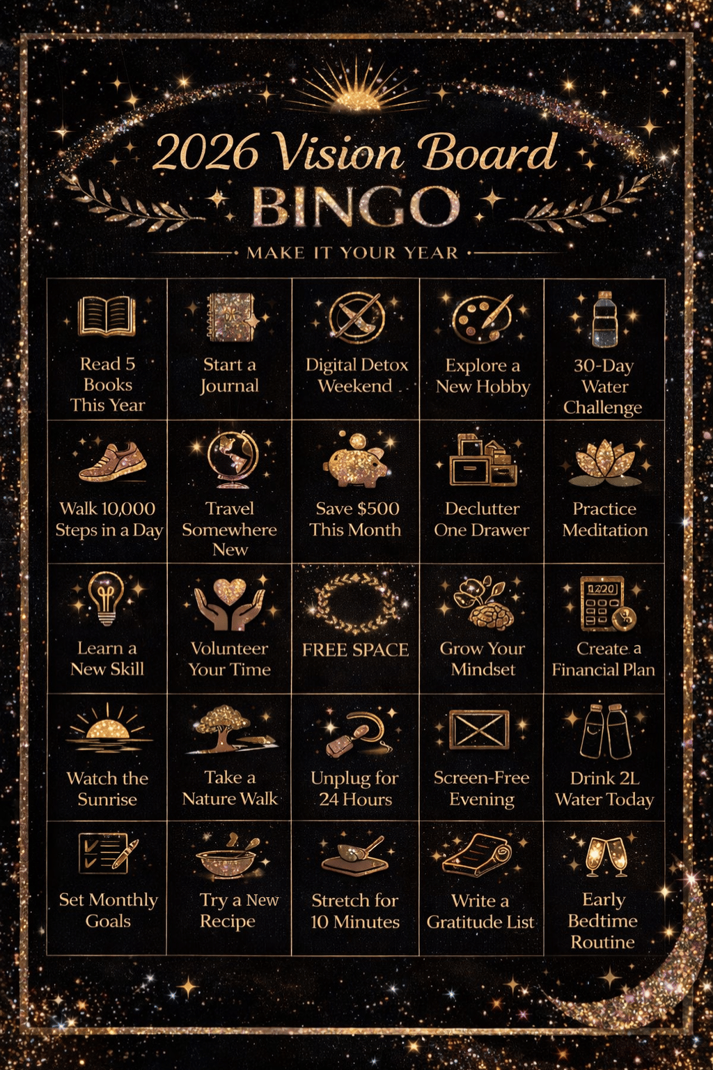 2026 Vision Board Bingo – Printable Goal Setting Game (10 Designs) - Payhip