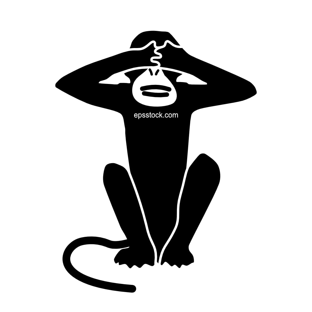 monkey with a hand over his eyes