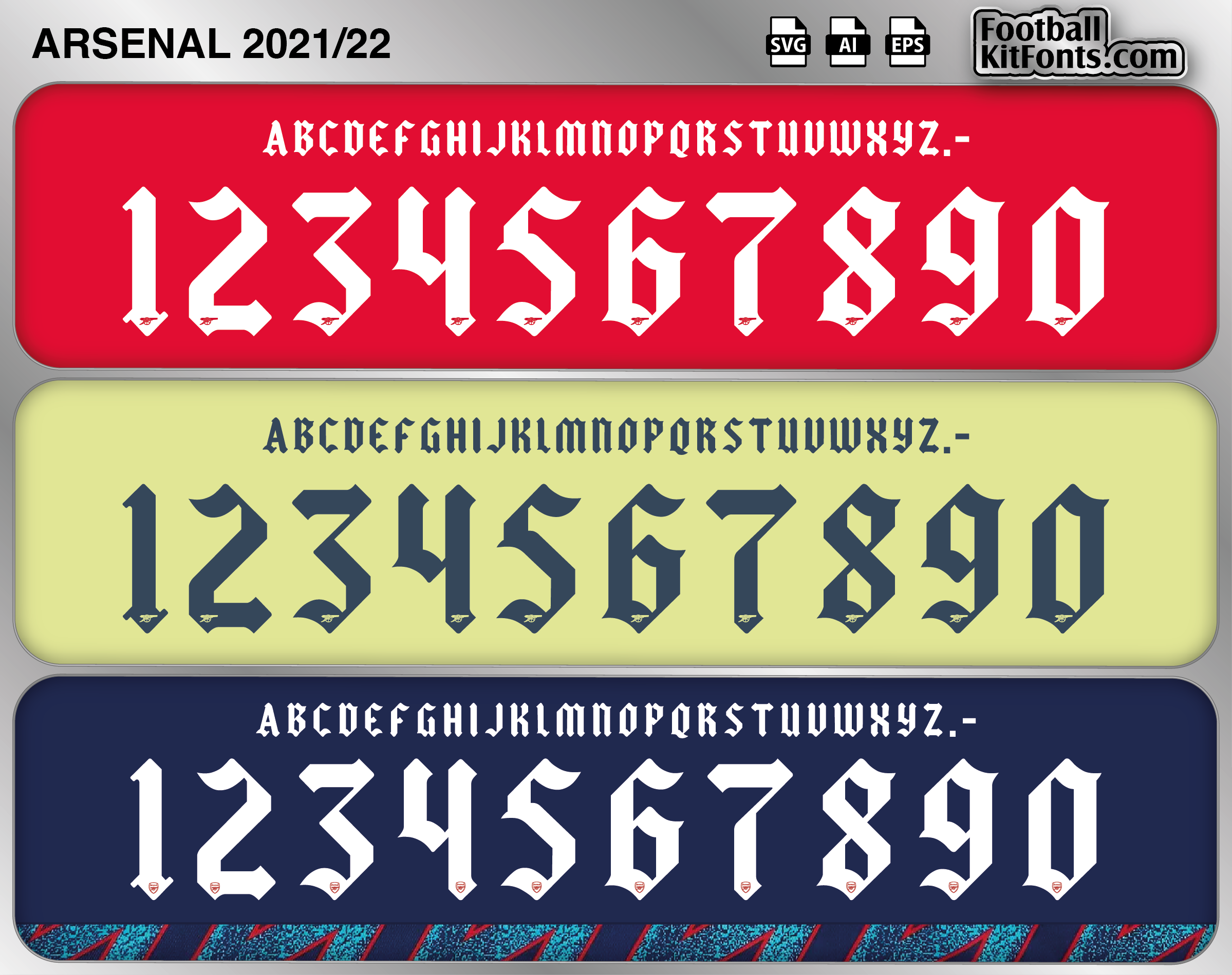 O2 Arsenal Font Football Kit Fonts - Arsenal
