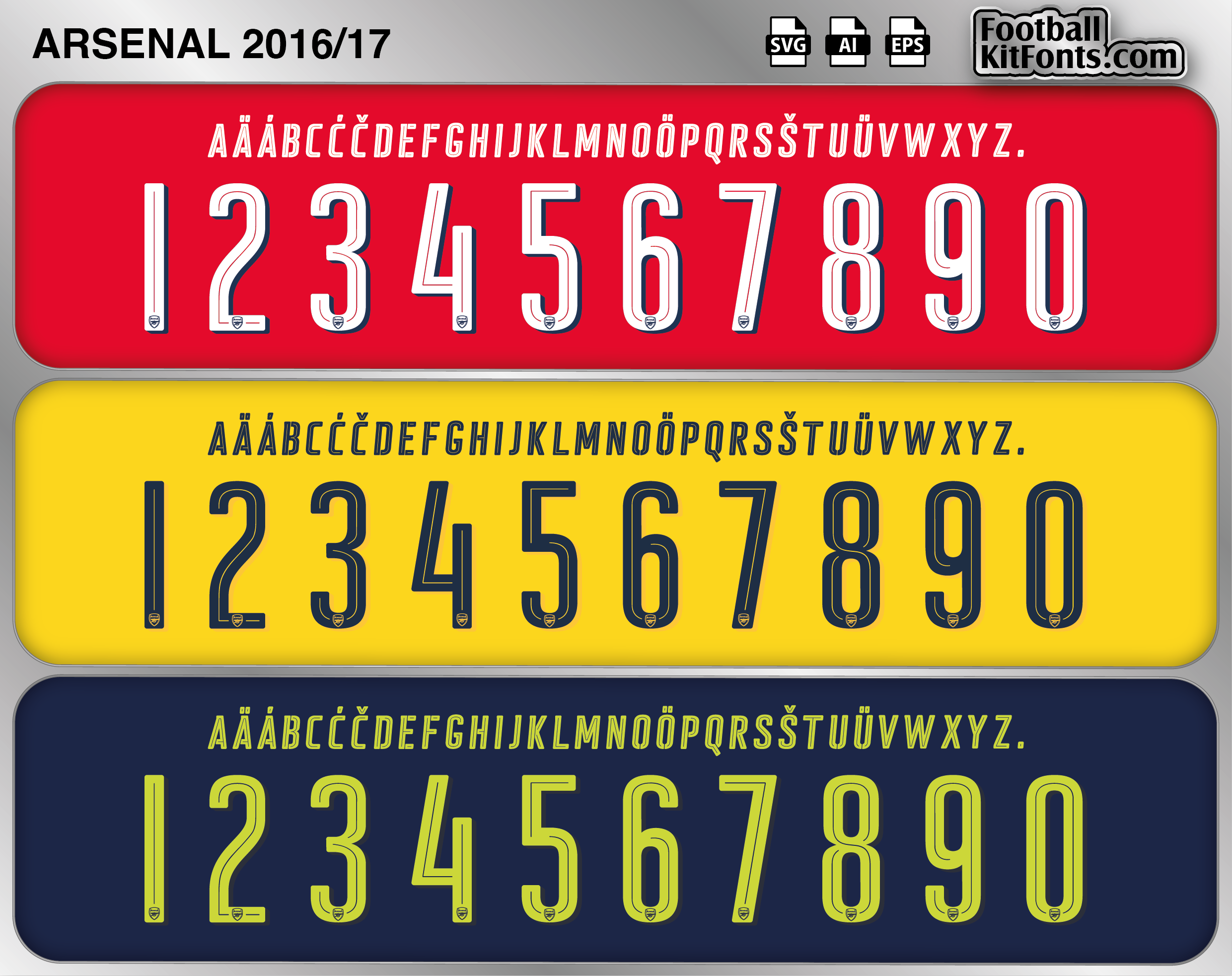 Arsenal 2016-17 Vector Font
