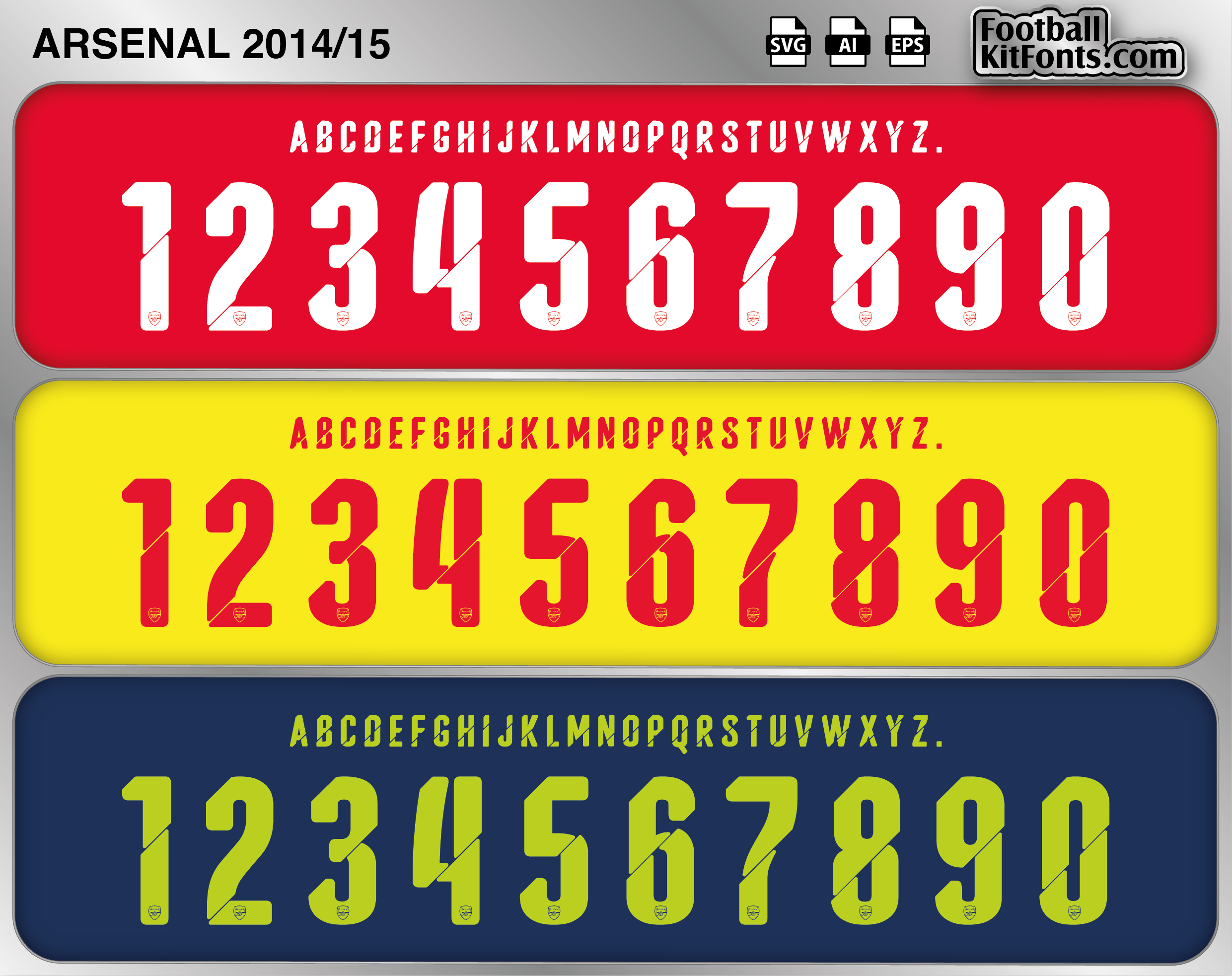 Football Kit Fonts - Arsenal