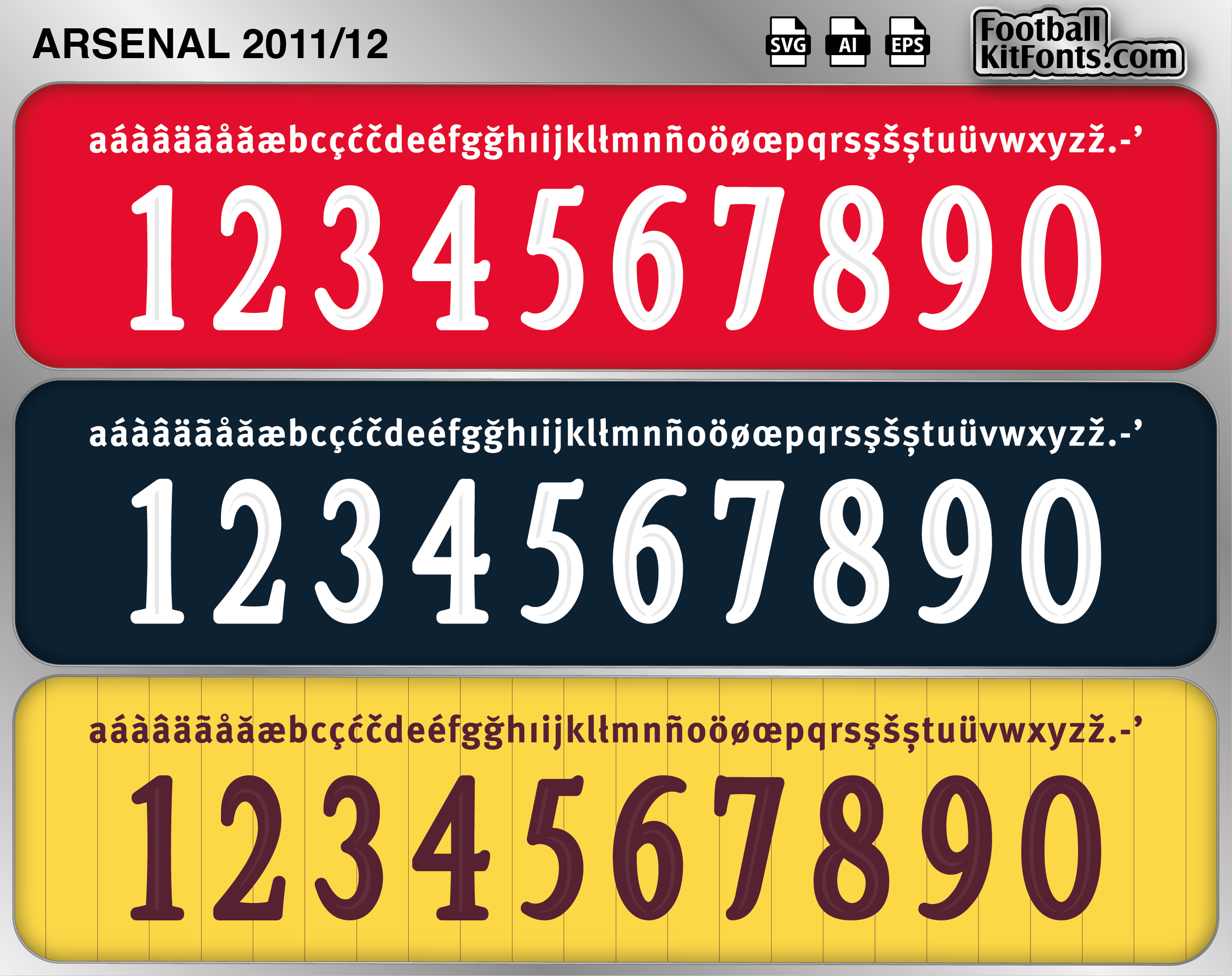 Football Kit Fonts - Arsenal