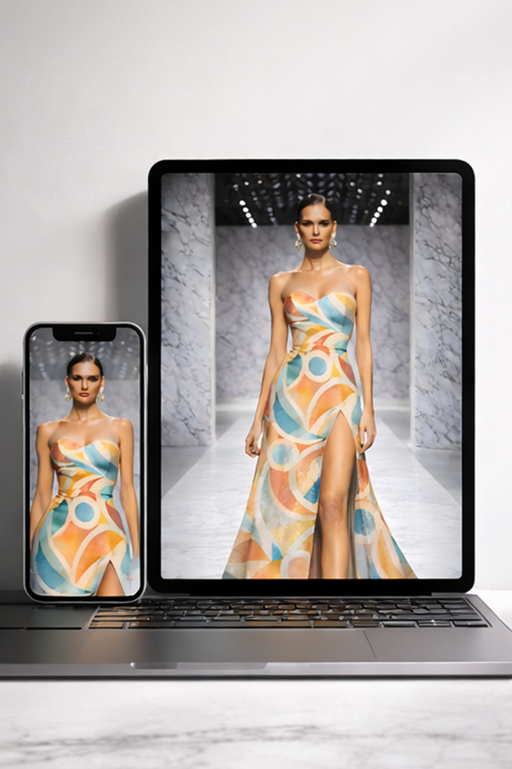 luxury fashion, couture gown, runway dress, abstract print, fashion inspiration, editorial fashion, designer aesthetic, modern elegance, evening gown, fashion art