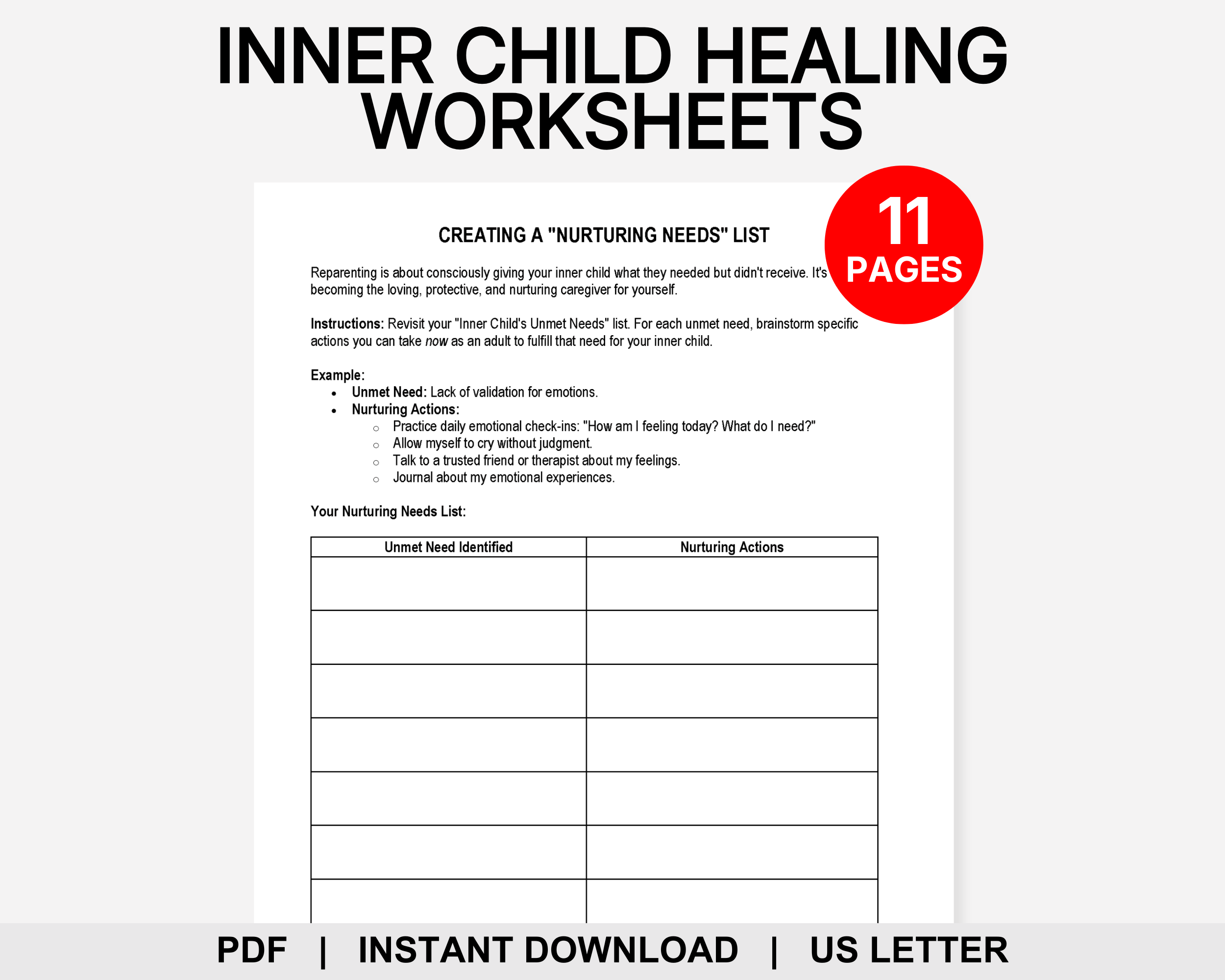 Inner Child Healing Worksheets, Inner Child Wounds, Reparenting ...