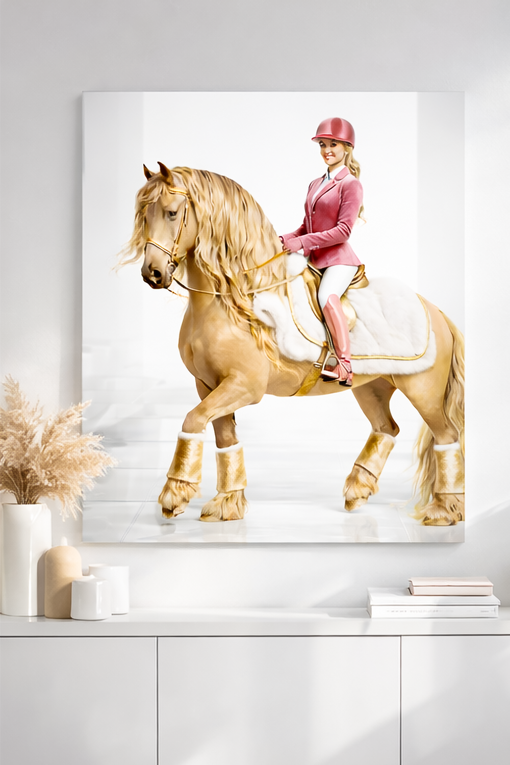 luxury equestrian art, fashion horse art, elegant rider artwork, luxury digital wall art, high fashion equestrian print