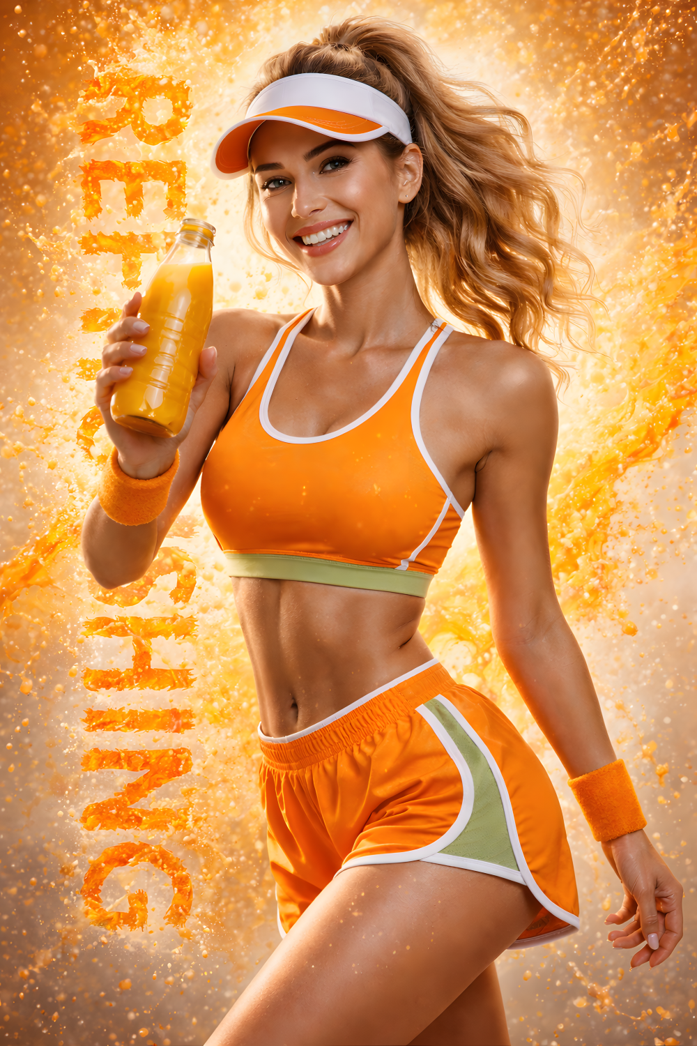 fitness image, wellness branding, lifestyle photography, sports drink image, juice branding, athletic woman, orange aesthetic, healthy lifestyle, fitness marketing, summer branding, digital product image, Pinterest visuals, stock lifestyle photo