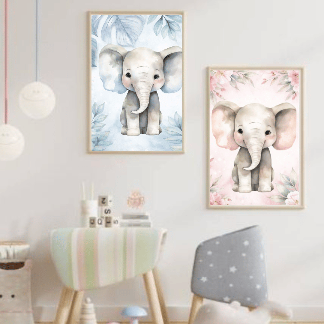 Baby Elephant Nursery Wall Art Bundle – Boy & Girl | Printable PDF - Payhip