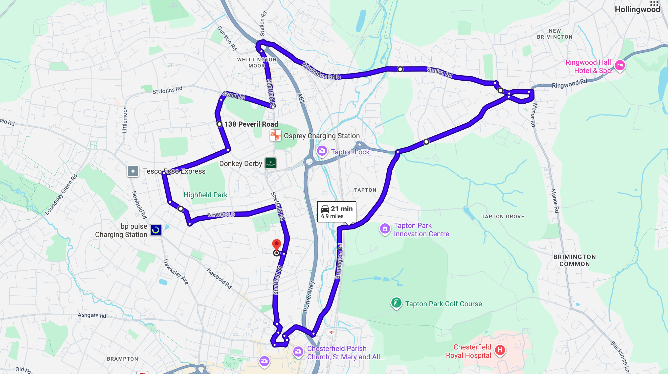 Chesterfield Driving Test Centre | 5 Google Maps Practice Routes (PDF ...