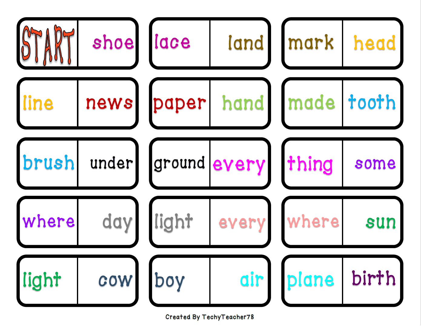 Dominoes - Compound Words - Payhip