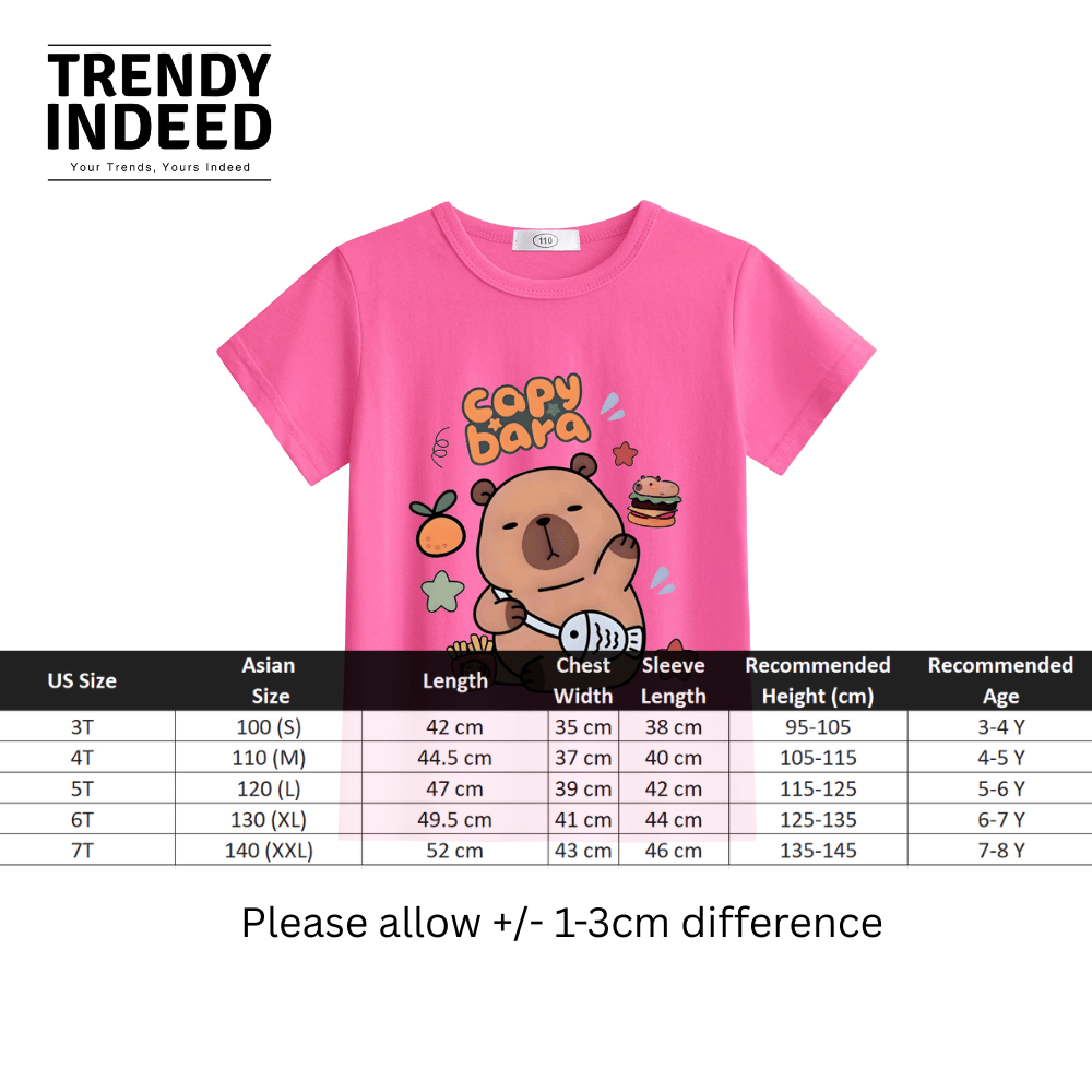 Soft cotton capybara T-shirt for boys and girls