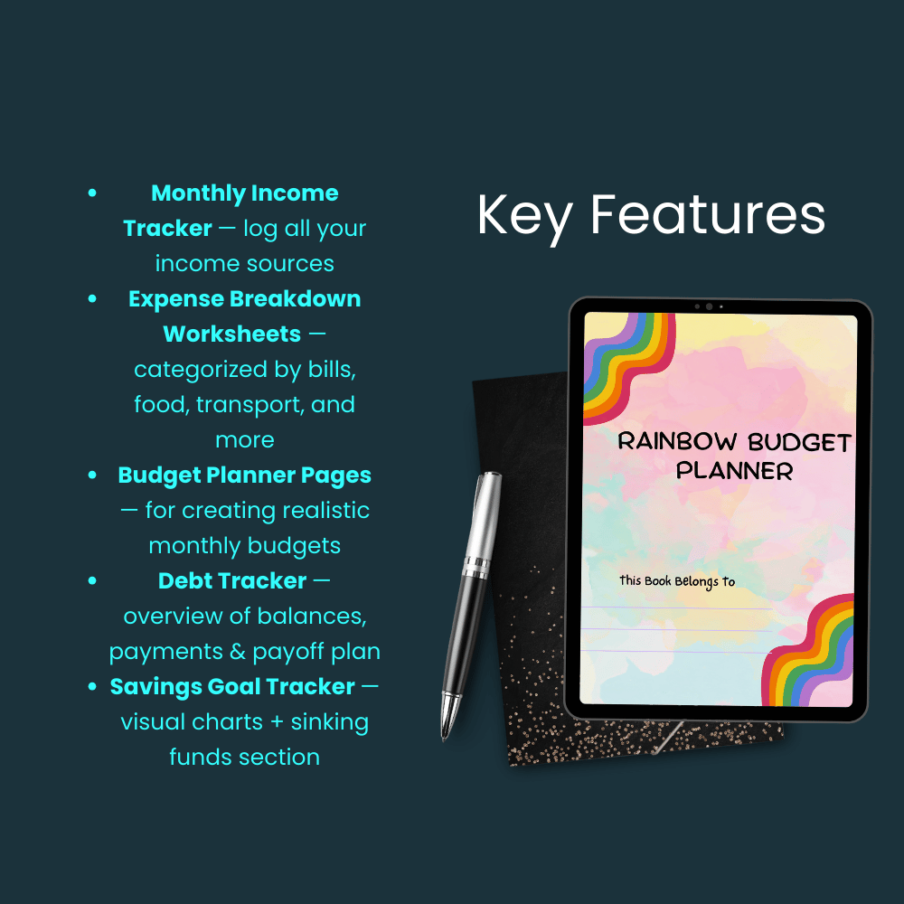 Rainbow Budgeting Template : Complete Budget & Money Planner ...
