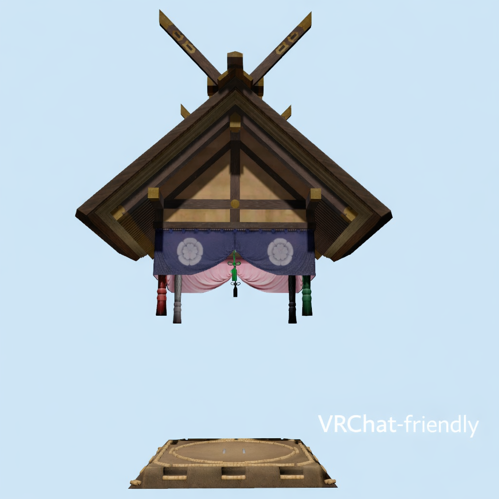 Japanese Sumo Ring (Dohyo) with Hanging Roof - Unity Package for VRChat