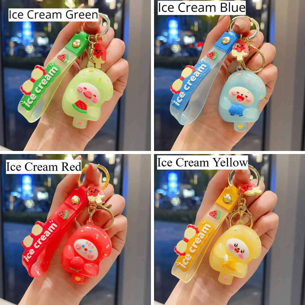 Cute animal and dessert themed keychain set