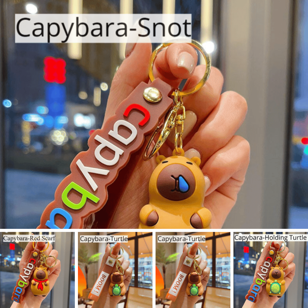 Kawaii style keychains with capybara and snack designs