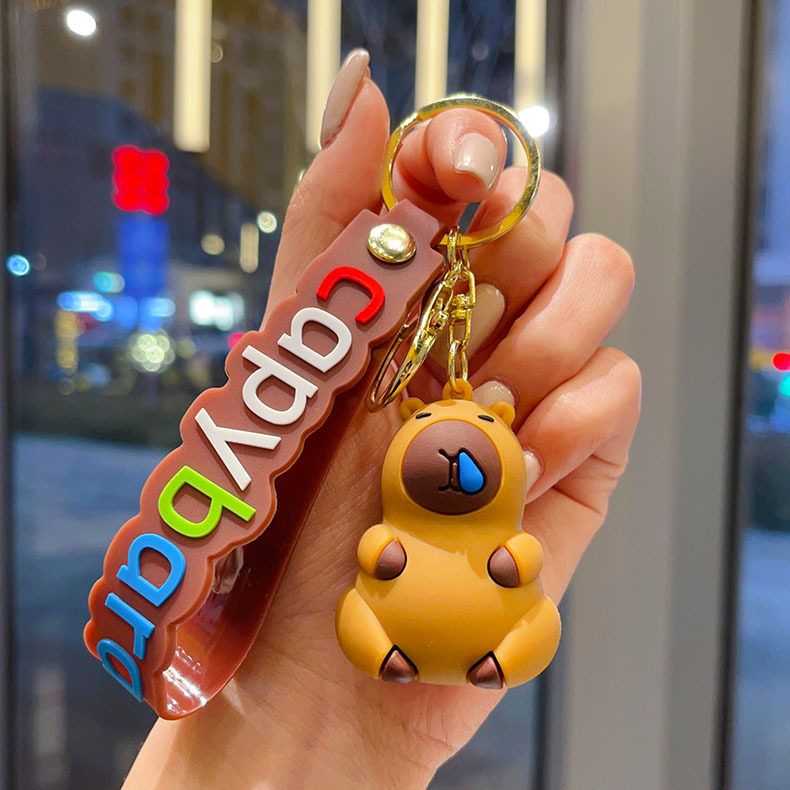 Kawaii capybara light-up keychain charm