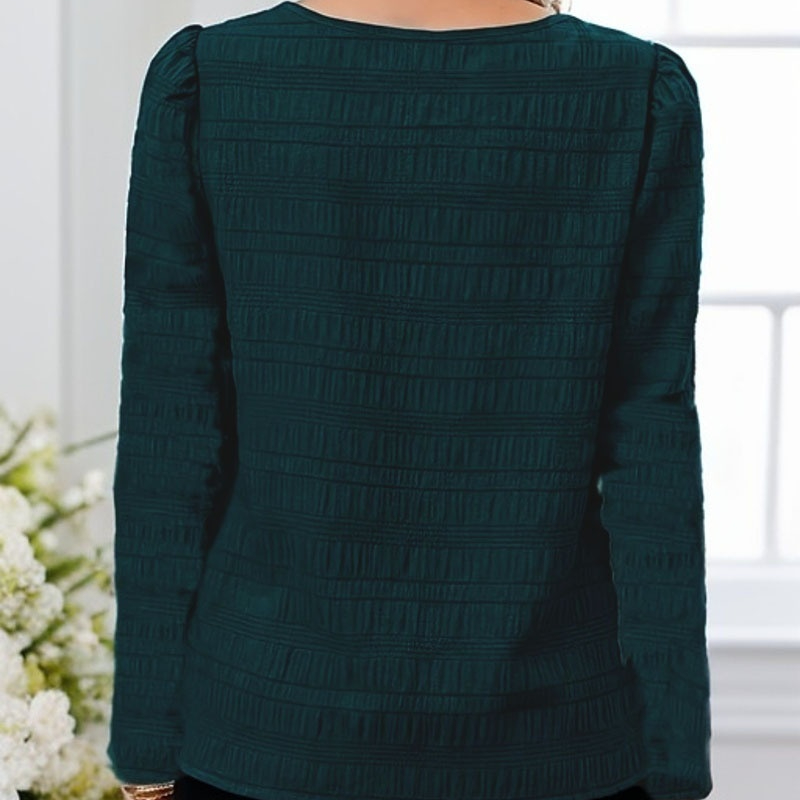 Casual peacock green pleated shirt for women