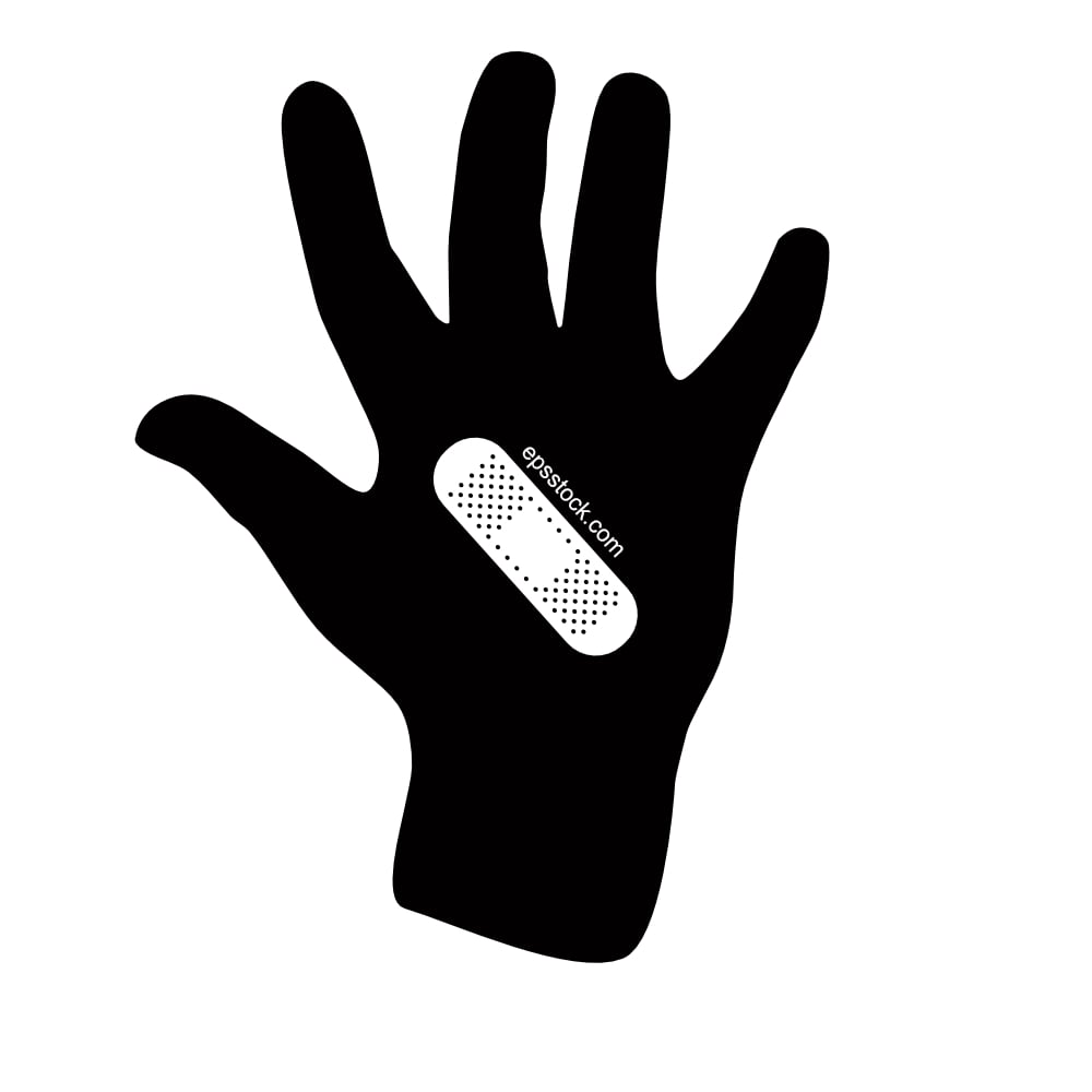 hand with medical patch