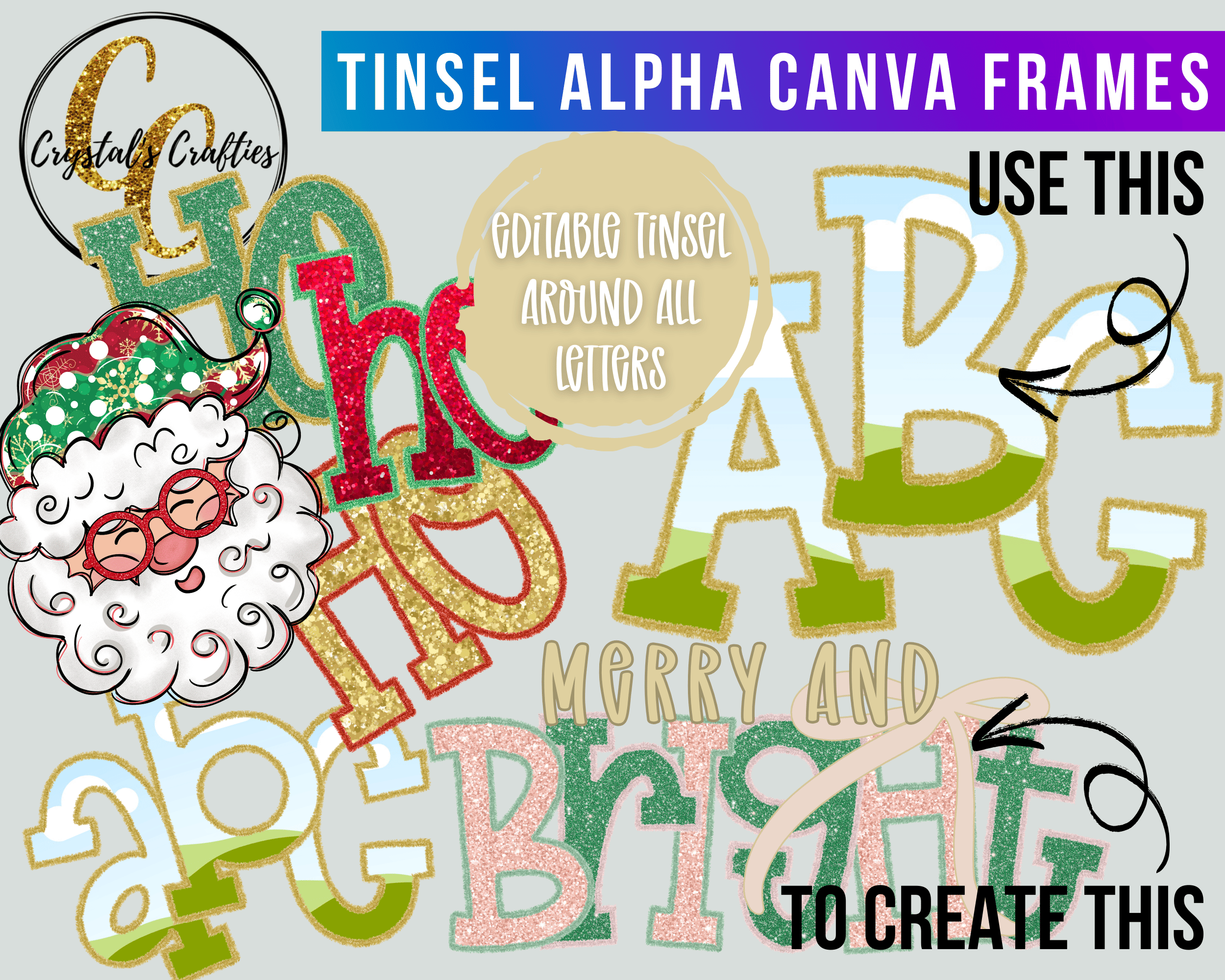 Slide In Lettering Frames Tinsel Border Canva Letter Frames - Payhip