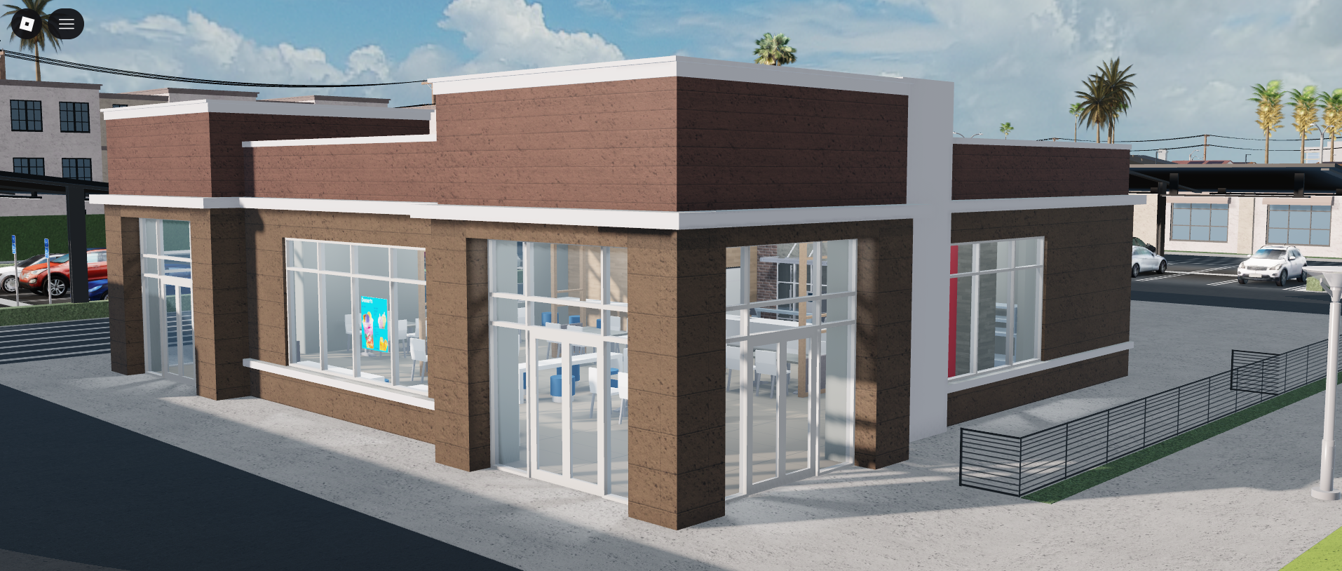 Modern Cafe Building – Coffee Shop with Detailed Interior & Exterior
