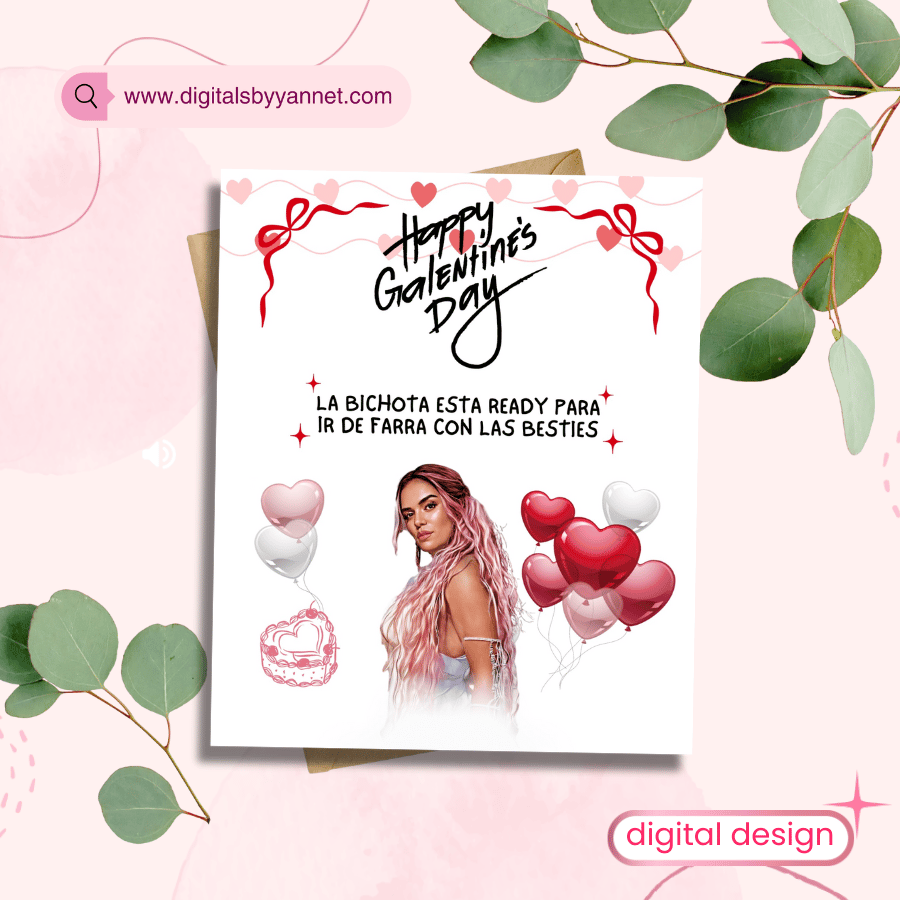 Bestie / Galentine Focus (TOP performer) La Bichota Valentine Card Printable, Galentine’s Day Card in Spanish, Fun Best Friend Valentine, Digital Download