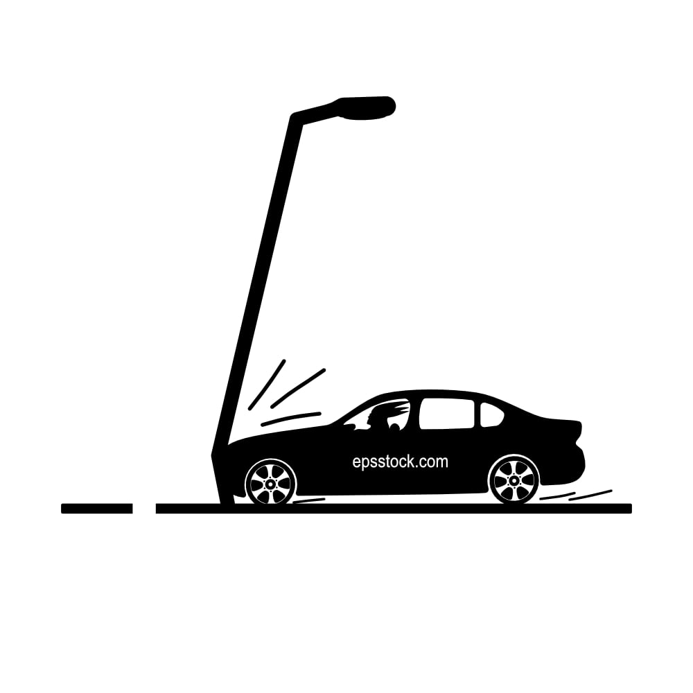 the car crashed into a pole