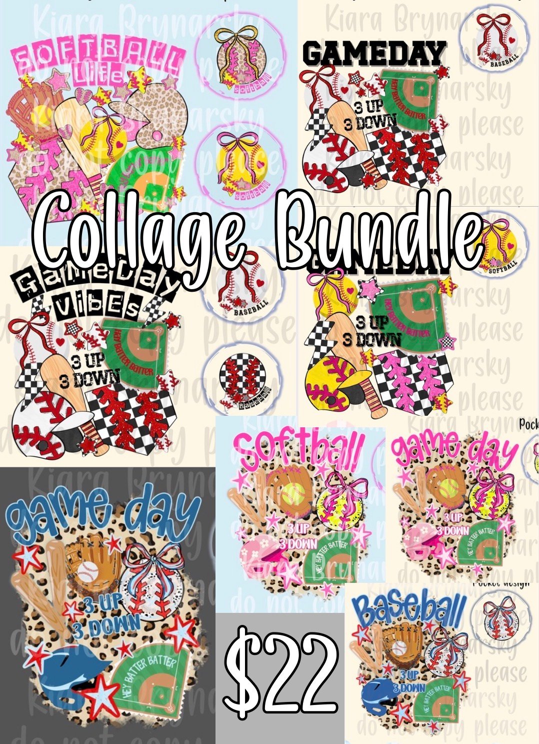 Baseball/Softball Collage PNG Bundle - Payhip