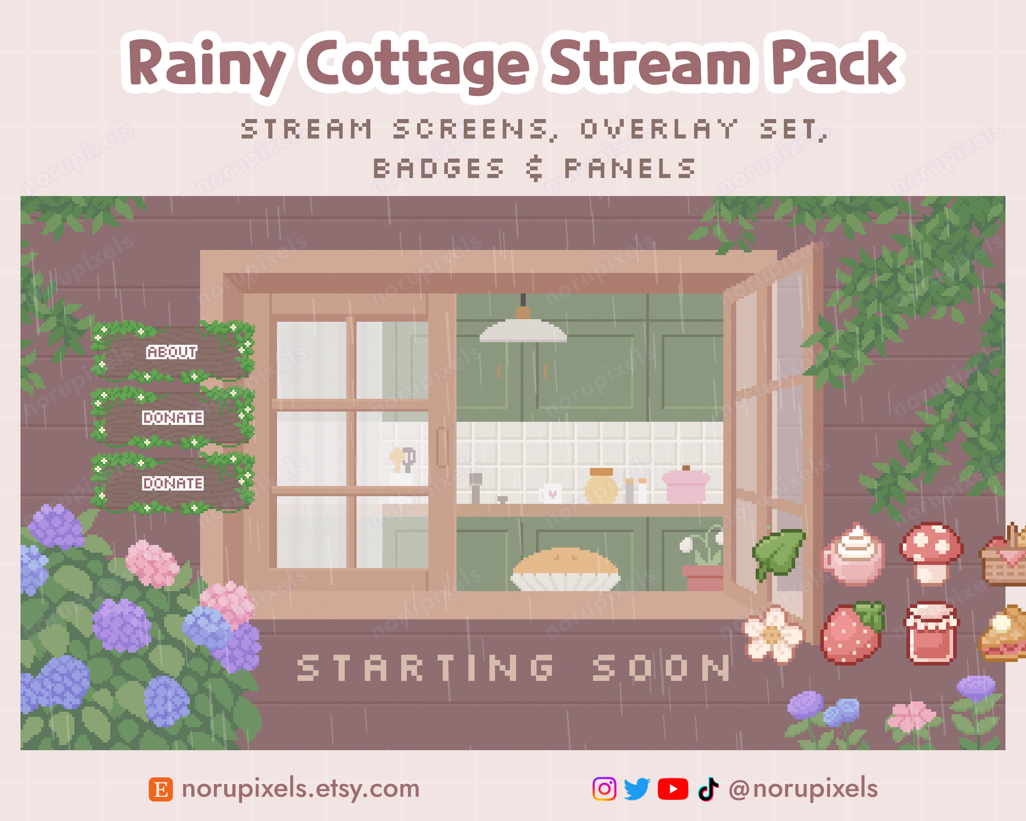 Rainy Wooden Cottage Twitch Stream Pack - Payhip