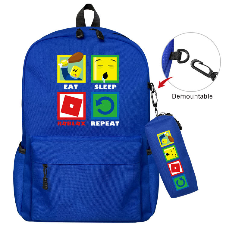 School backpack and pencil case set in building game style for kids
