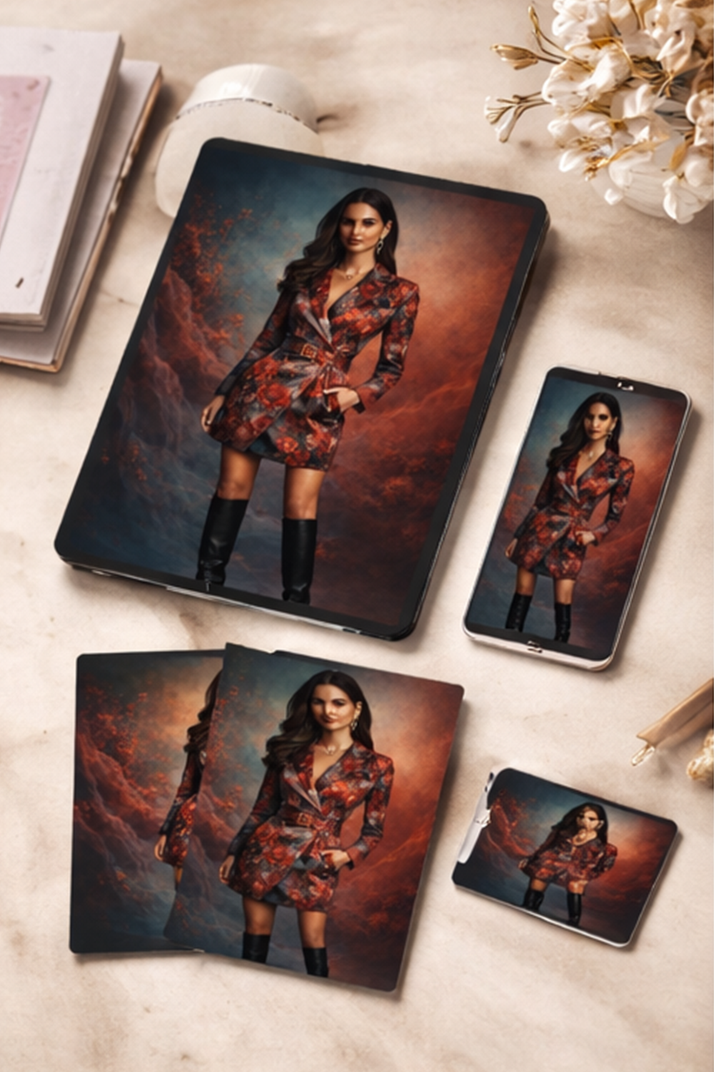 luxury fashion editorial, haute couture, executive feminine power, couture blazer dress, high fashion photography, luxury editorial aesthetic