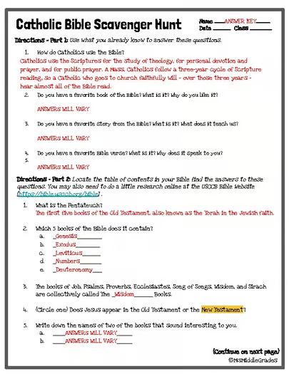 Catholic Bible Scavenger Hunt