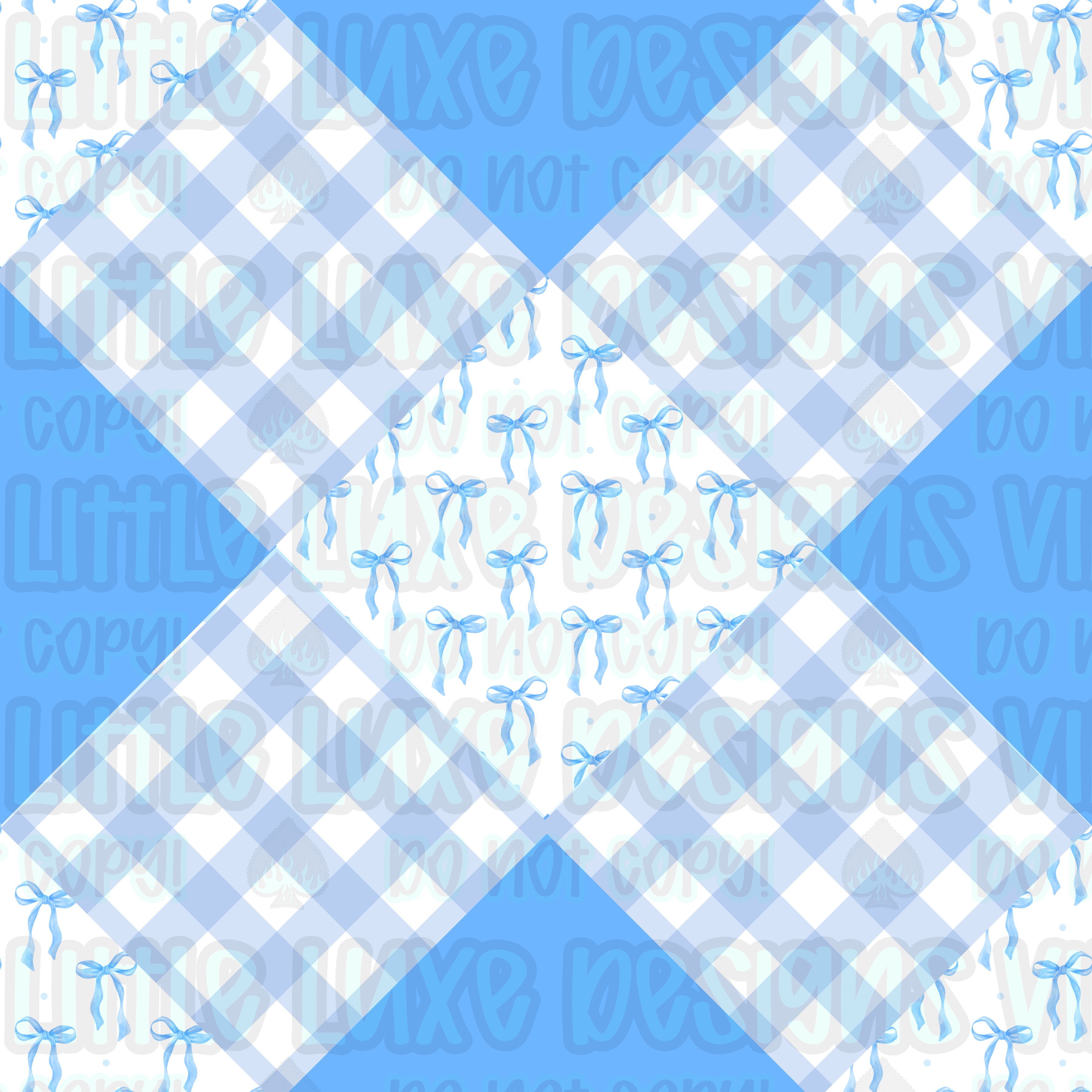Blue Gingham Bow Seamless - Payhip