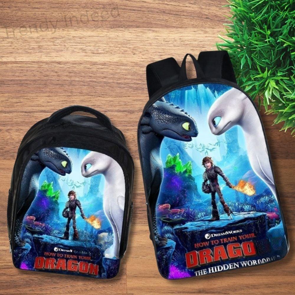 Dragon-themed kids backpack for preschool and primary students with adjustable straps