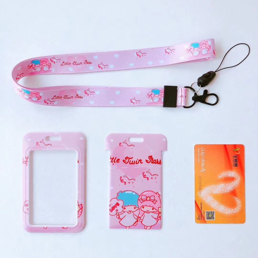 Kawaii style kids lanyard with secure card holder for school cards