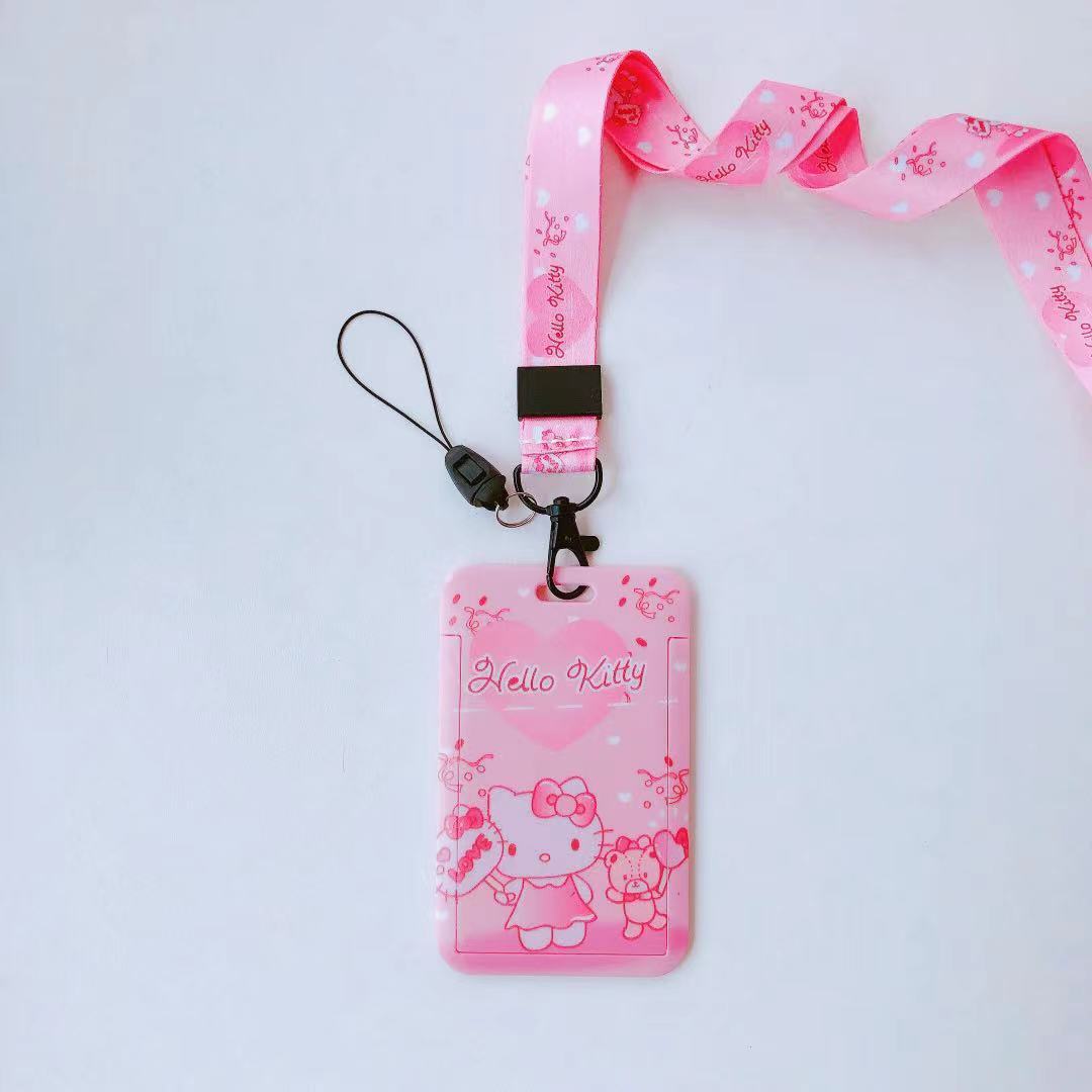 Colorful cartoon character lanyard with matching card holder for school use