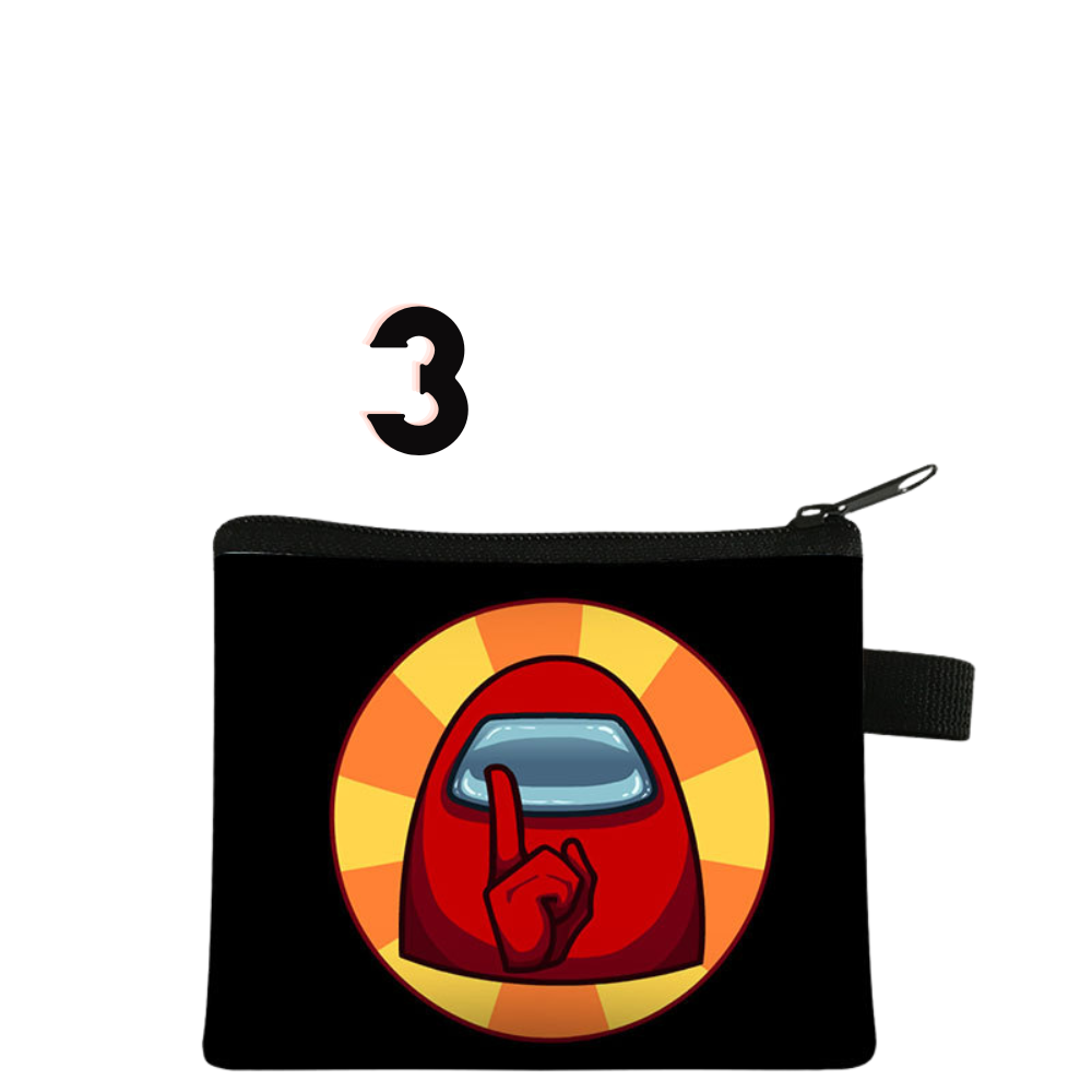 Cute space-themed kids coin purse with crewmate style print