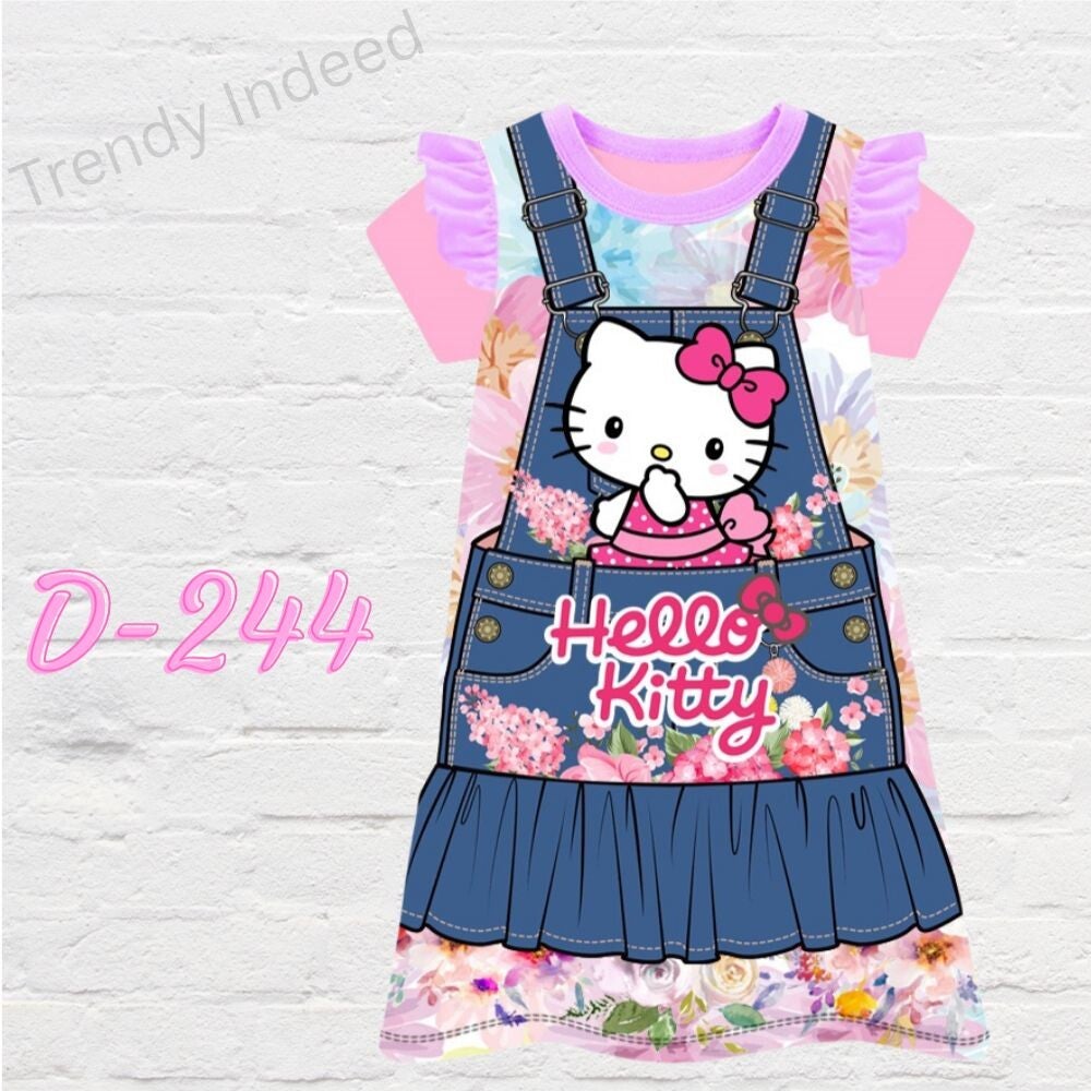 Girls cartoon style dresses with cute animal and princess designs